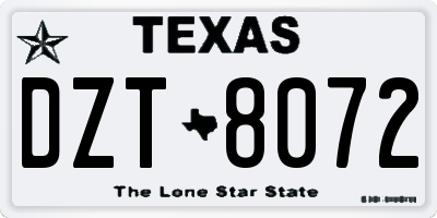 TX license plate DZT8072