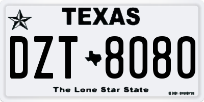 TX license plate DZT8080