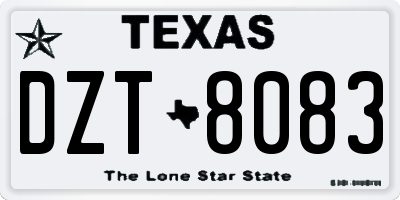 TX license plate DZT8083