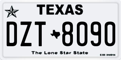 TX license plate DZT8090