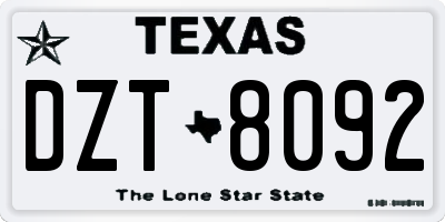TX license plate DZT8092