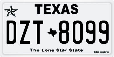 TX license plate DZT8099