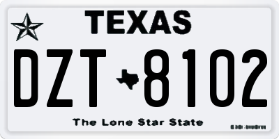 TX license plate DZT8102