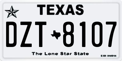 TX license plate DZT8107