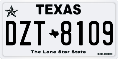 TX license plate DZT8109