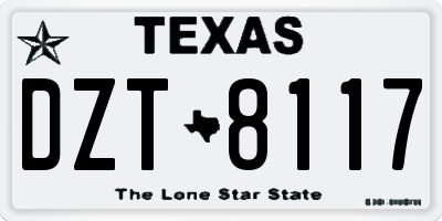 TX license plate DZT8117