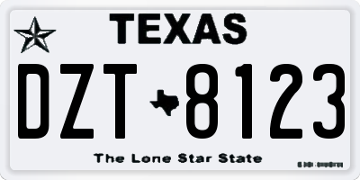 TX license plate DZT8123