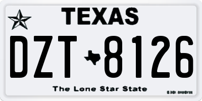 TX license plate DZT8126