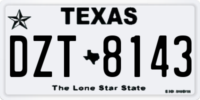 TX license plate DZT8143