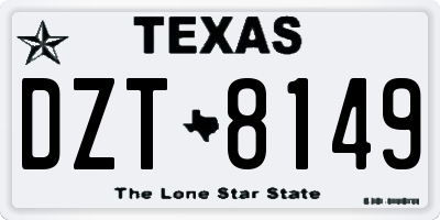 TX license plate DZT8149