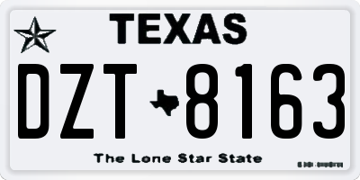 TX license plate DZT8163