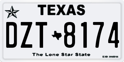 TX license plate DZT8174