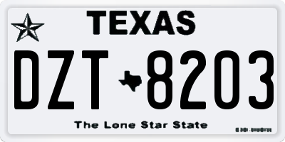 TX license plate DZT8203