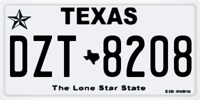 TX license plate DZT8208
