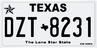 TX license plate DZT8231