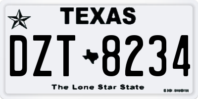 TX license plate DZT8234