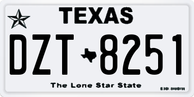 TX license plate DZT8251