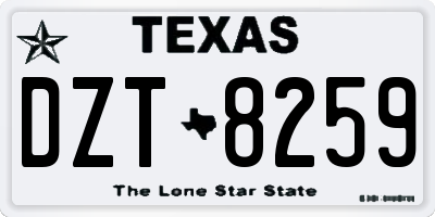 TX license plate DZT8259