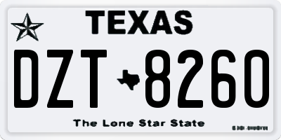 TX license plate DZT8260