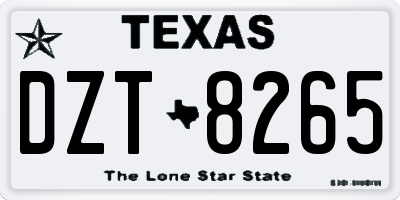 TX license plate DZT8265