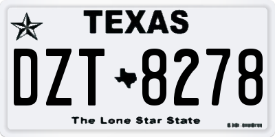 TX license plate DZT8278