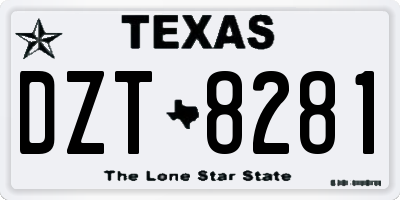 TX license plate DZT8281