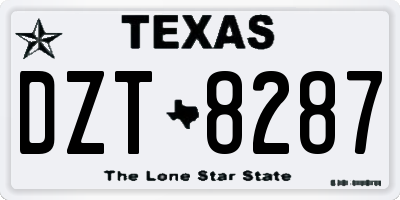 TX license plate DZT8287
