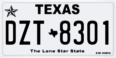 TX license plate DZT8301