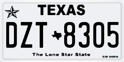 TX license plate DZT8305