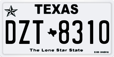 TX license plate DZT8310