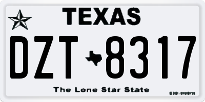 TX license plate DZT8317