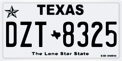 TX license plate DZT8325