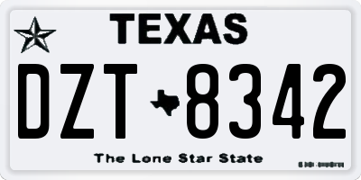 TX license plate DZT8342