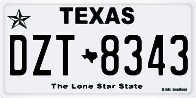 TX license plate DZT8343