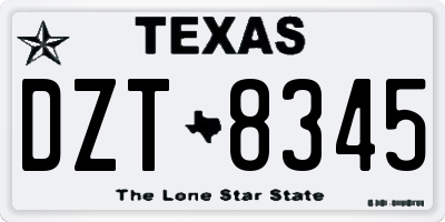 TX license plate DZT8345