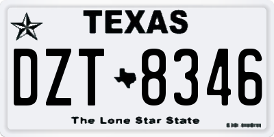 TX license plate DZT8346