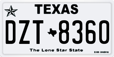 TX license plate DZT8360