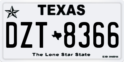 TX license plate DZT8366