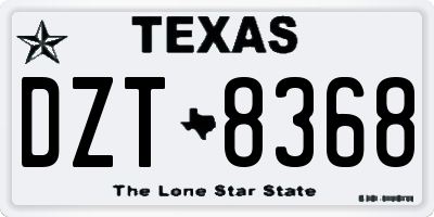 TX license plate DZT8368