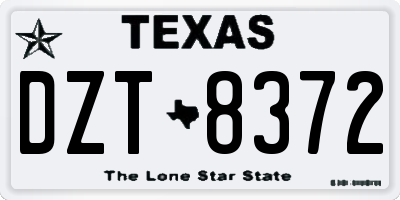 TX license plate DZT8372
