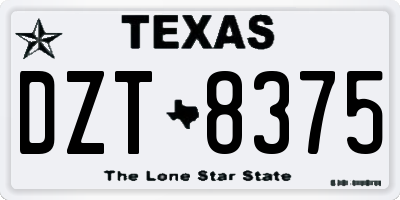 TX license plate DZT8375