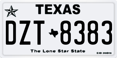TX license plate DZT8383