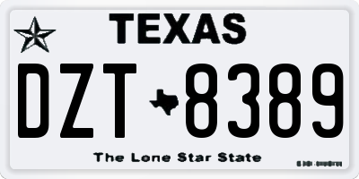 TX license plate DZT8389