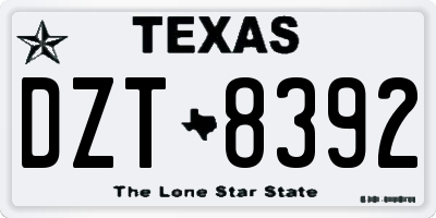 TX license plate DZT8392