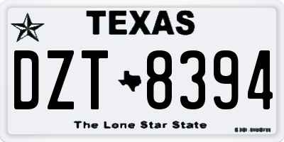 TX license plate DZT8394
