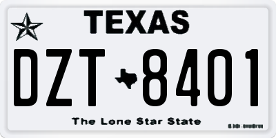 TX license plate DZT8401