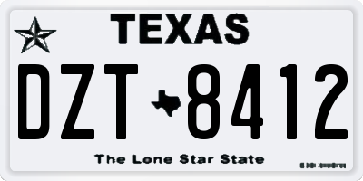 TX license plate DZT8412