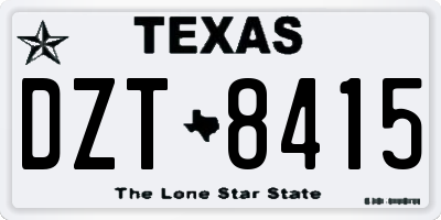TX license plate DZT8415