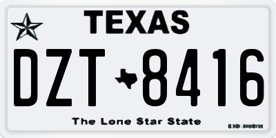 TX license plate DZT8416