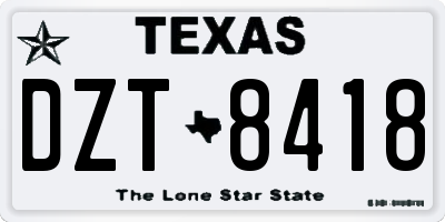 TX license plate DZT8418